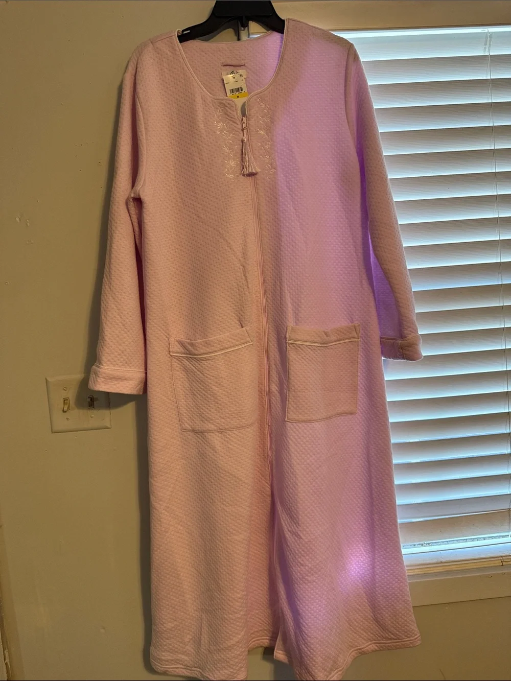 Alfred Dunner Pink Quilted Long Kids' Pajama Robe with Tassel